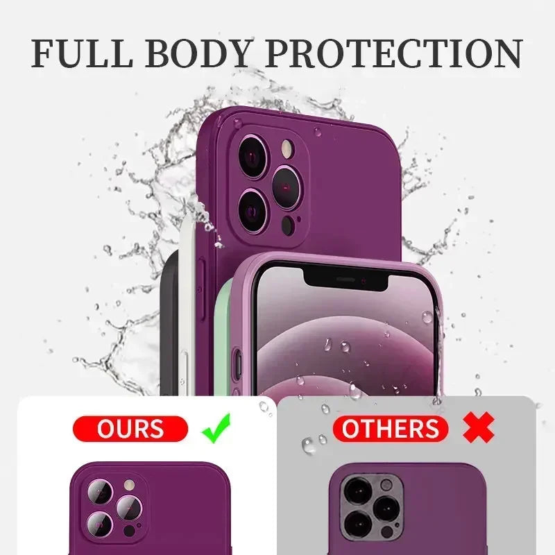 Official Silicone Case for iPhone 11–17 Series | Solid Color Shockproof & Drop Protection Cover | Pro / Pro Max / Air / Plus