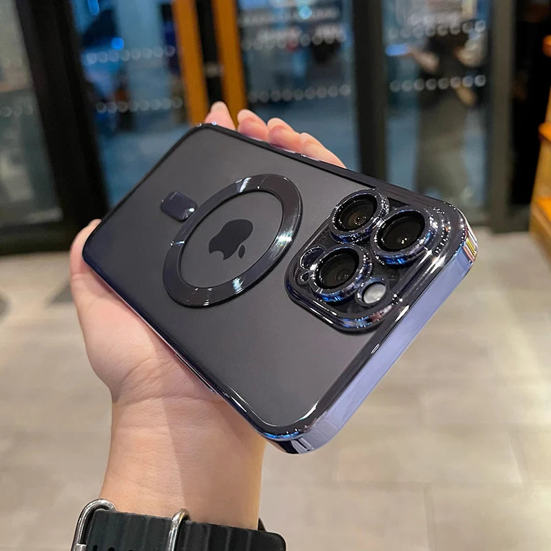 Luxury Magnetic Plating Clear Case – MagSafe Wireless Charging Compatible for iPhone 11–17 Series | Pro / Pro Max / Air / Plus | Shockproof Cover