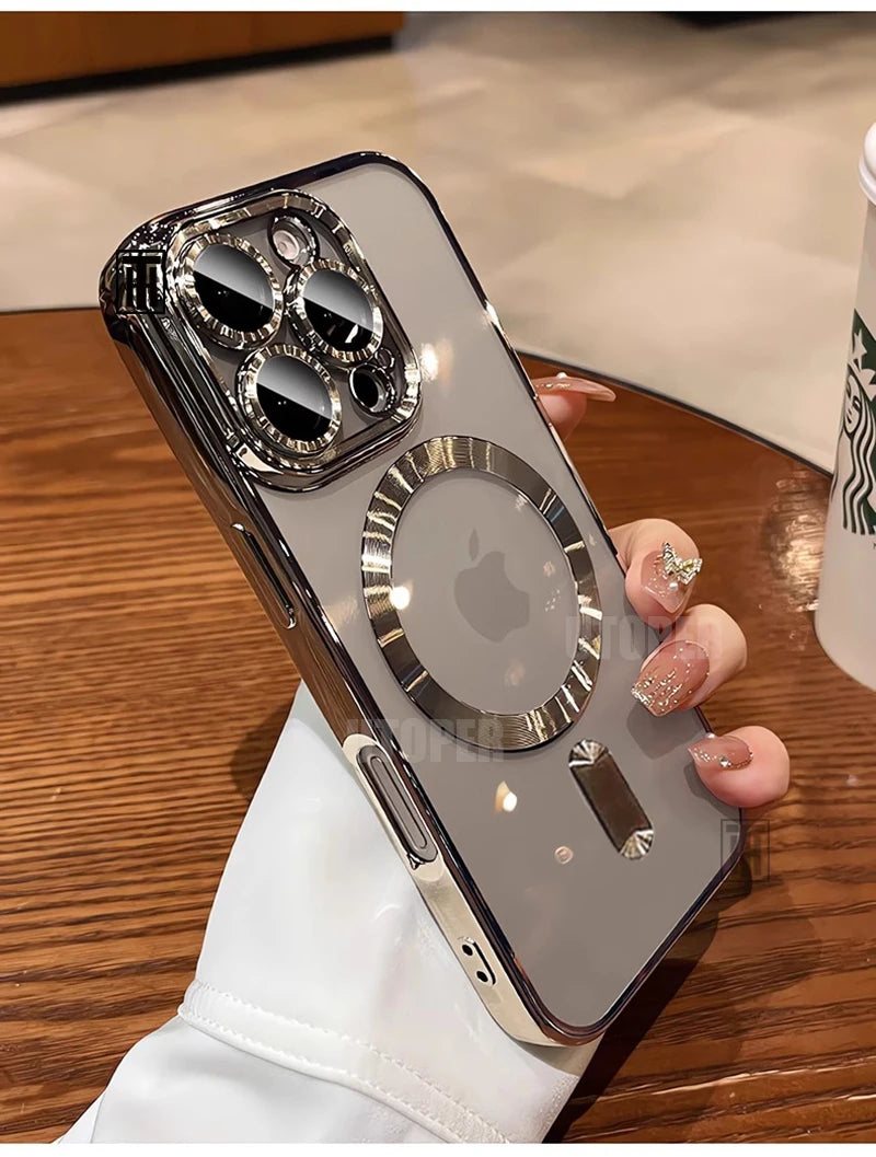 Official Desert Gold iPhone Case – Clear MagSafe Magnetic Lens Protection Cover for iPhone 11–17 Series | Pro / Pro Max / Air / Plus