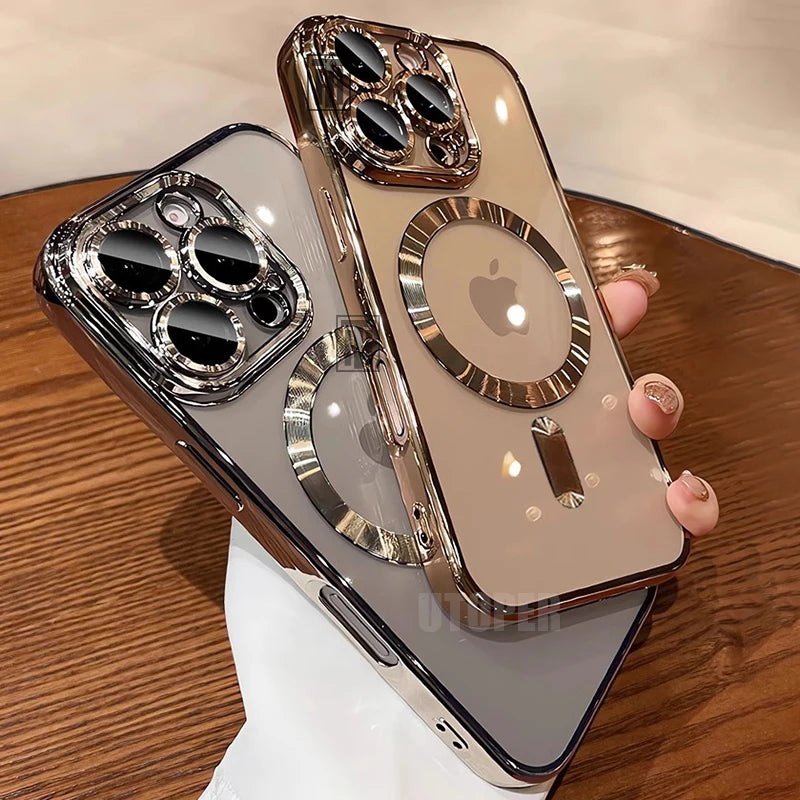 Official Desert Gold iPhone Case – Clear MagSafe Magnetic Lens Protection Cover for iPhone 11–17 Series | Pro / Pro Max / Air / Plus