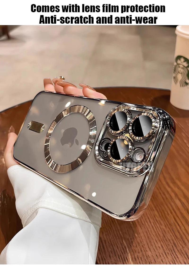 Official Desert Gold iPhone Case – Clear MagSafe Magnetic Lens Protection Cover for iPhone 11–17 Series | Pro / Pro Max / Air / Plus