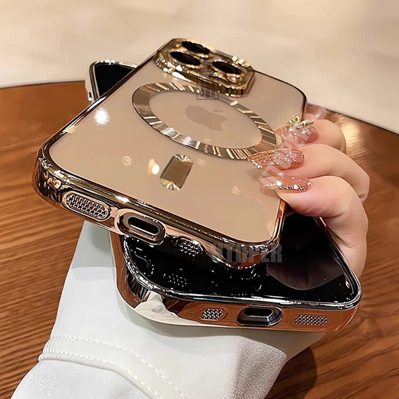 Official Desert Gold iPhone Case – Clear MagSafe Magnetic Lens Protection Cover for iPhone 11–17 Series | Pro / Pro Max / Air / Plus