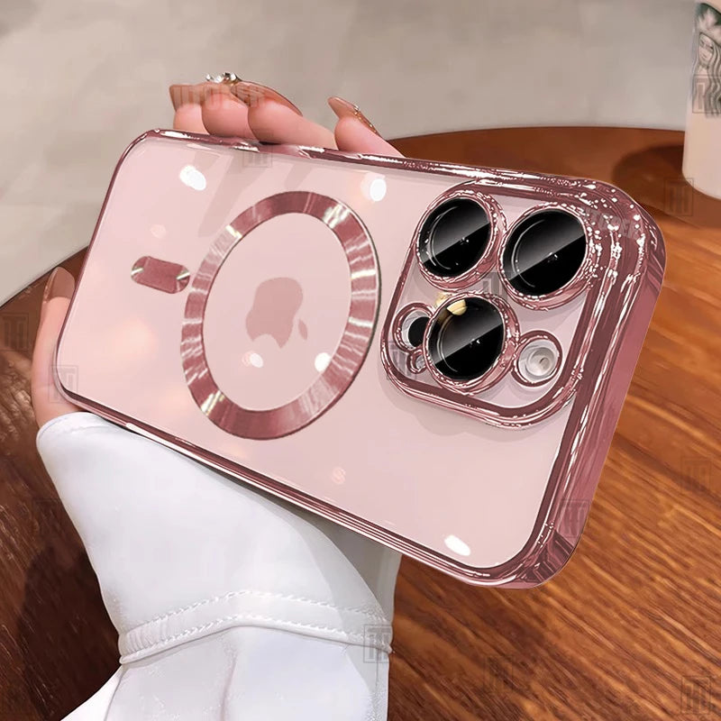 Official Desert Gold iPhone Case – Clear MagSafe Magnetic Lens Protection Cover for iPhone 11–17 Series | Pro / Pro Max / Air / Plus