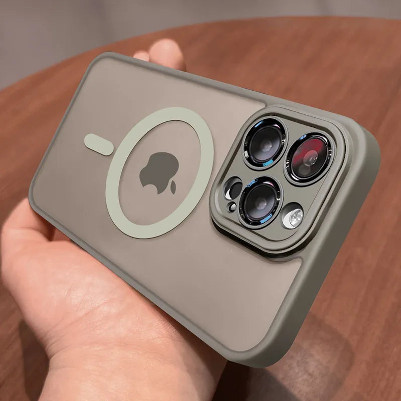 Matte Armor MagSafe Case – Magnetic Shockproof Wireless Charging Cover for iPhone 11–17 Pro Max