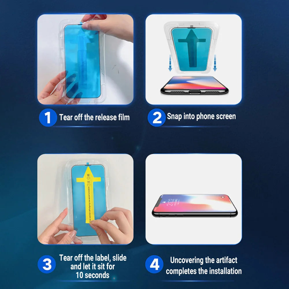 Oleophobic Coating Dust Free Screen Protector For iPhone 17 Pro Max 16 15 13 11 12 14 Pro Max SE 7 8 XR Easy Installation Glass